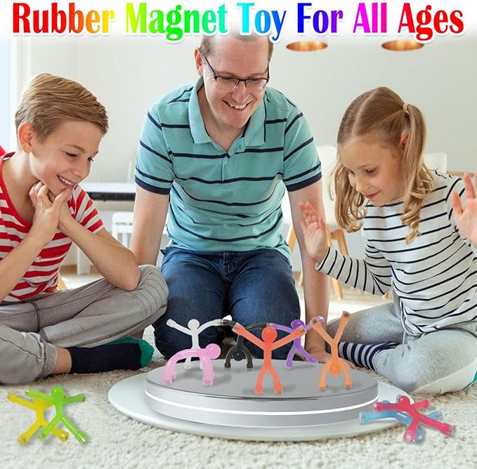 mom&myaboyMini Man Magnetic Toy for Kids Travel Toys Fridge Magnets Toy for 3-15 Year Old Anxiety Relief Toys for All Age 10 Pcs Rubber Magnet Men Educational Fidget Toys (Solid Colors)