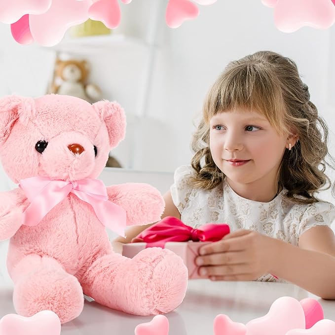 Aoriher 6 Pcs Bear Stuffed Animal Bulk Baby Shower Bear Plush Toys Soft Cute Sleeping and Playing Decorations for Kids Back to School Gift Baby Shower Birthday Party Favor(Pink)