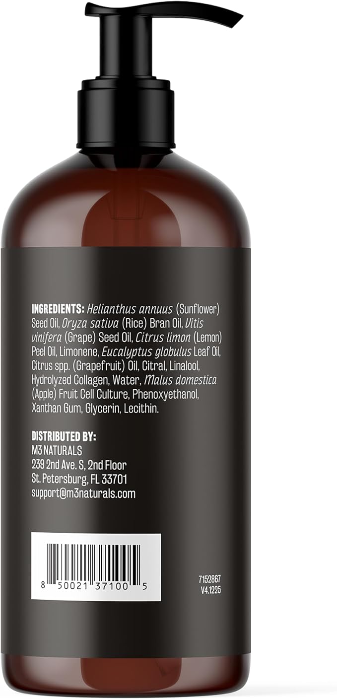 Anti Cellulite Massage Oil and Silicone Body Brush – Collagen and Stem Cell Skin Tightening Formula for Smoothing and Firming, 8 fl oz by M3