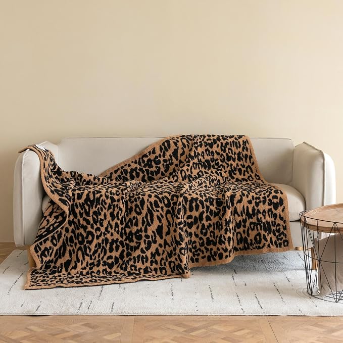 MH MYLUNE HOME Ultra Soft Leopard Throw Blanket Plush, Brown, 50"x60" | Reversible Cheetah Print Blanket, Comfy Fluffy Fuzzy Plush Blanket Throws for Couch Bed, Cozy Blankets for Women Gift