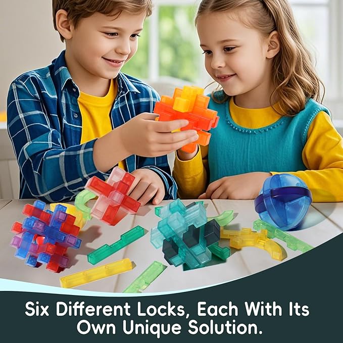 6 Pack Puzzle Games Brain Teasers Toy- 3D Puzzles for Teens and Adults -Logic Puzzle Snake Cube Magic Cube Magic Ball Brain Teaser Intellectual Removing Assembling Toy
