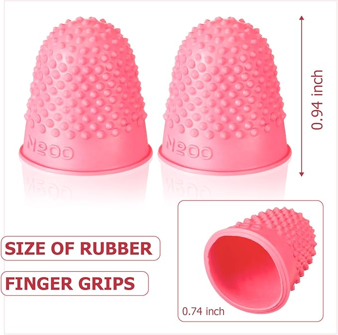 SATINIOR 20 Pcs Rubber Fingers Tip Finger Protectors Covers for Hand Sewing Reusable Grips Rubber Thimbles for Money Counting Collating Knitting Paperwork Hot Glue Sorting(Xs,Pink)