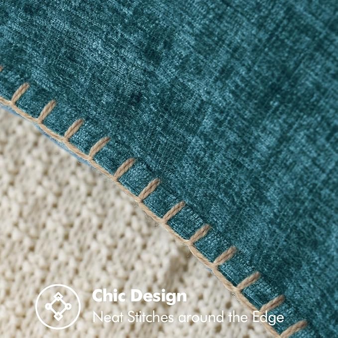 MIULEE Decorative Lumbar Throw Pillow Covers 12x20 Inch Dark Teal 2 Pack | Farmhouse Pillow Covers with Stitched Edge, Soft Chenille Cushion Cases, for Couch Sofa Bed Living Room Home Decor