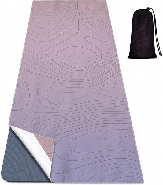 Yoga Mat Towel, Hot Yoga Non Slip with 4 Corner Pockets, 70 x 26 in | Soft Absorbent Microfiber With Four Corner Pockets, Fits Over Yoga Mats For Hot Yoga, Pilates, Gym, And Travel