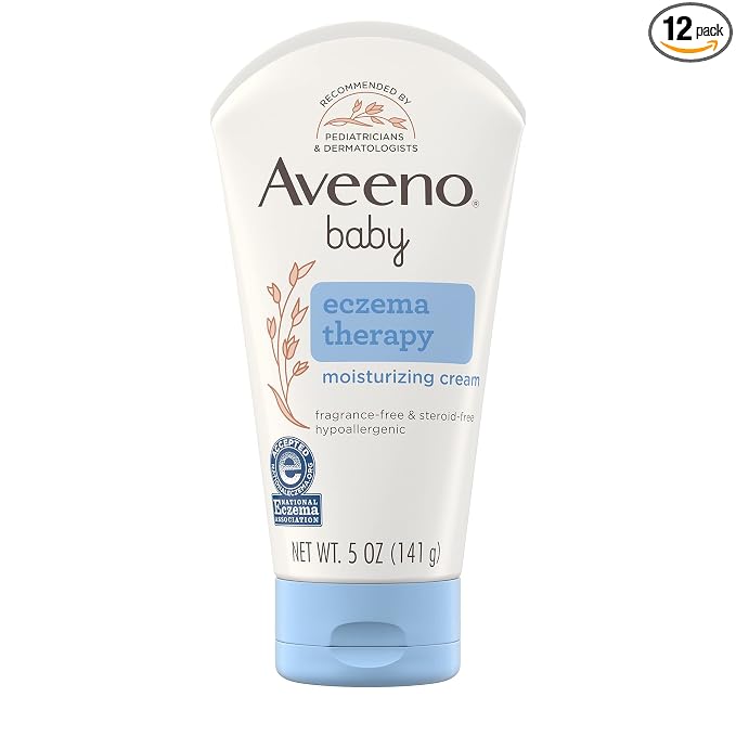 Aveeno Baby Eczema Therapy Moisturizing Cream, Natural Colloidal Oatmeal & Vitamin B5, Baby Cream for Dry, Itchy, Irritated Skin Due to Eczema, Paraben- & Steroid-Free, 5 fl. oz (Pack of 12)