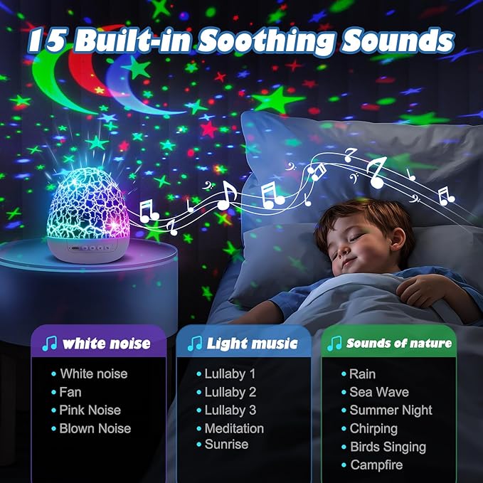 PIKOY Dinosaur Toys for Kids 3-5 Easter Gifts for Kids Toys Night Light Projector Dinosaur Eggs Easter Eggs | 15 Sounds & 3D Films | 31Colors & Remote Control | Boy Toys, Boys Room Decor