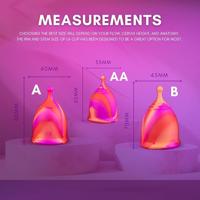 Reusable Menstrual Cup -100% Medical Grade Silicone - No Metals or Toxins - Soft & Comfortable Period Care - Leak Free - 10 Hours of Protection -Size A-Rose Rage