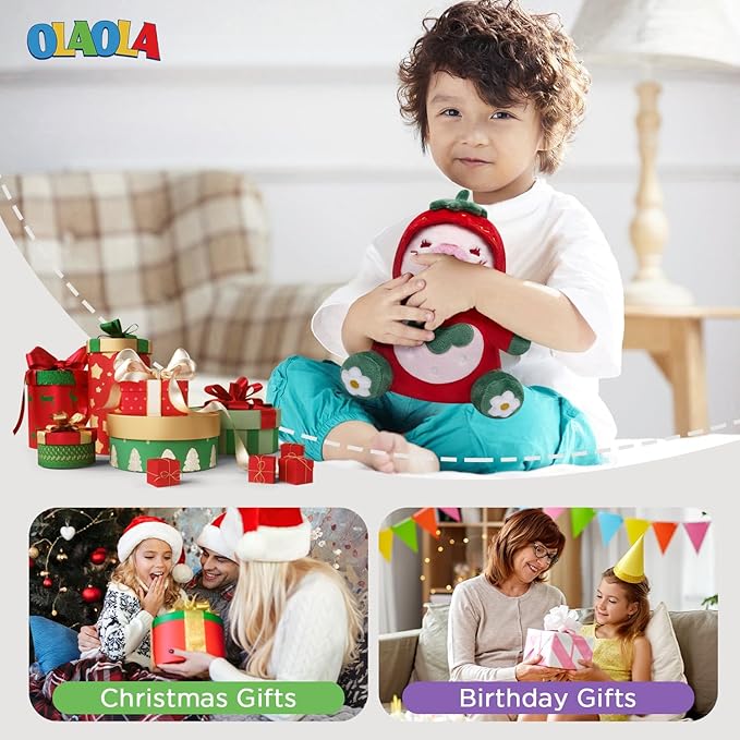 OLAOLA Strawberry Capybara Plush 12.6 Inch Pink Capybara Stuffed Animals Plush Toy Soft Doll Pillow for Kids Adults