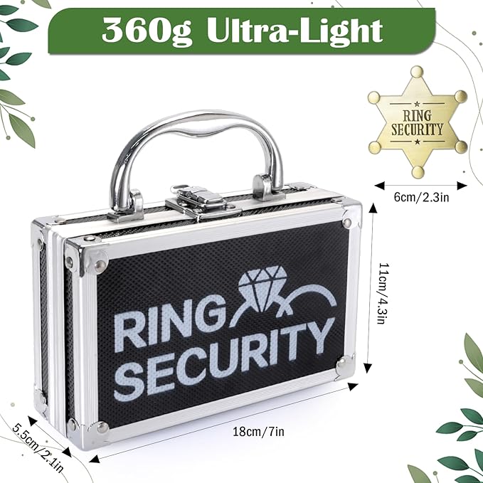 Ring Security Wedding Ring Bearer Case Adventure Set - 7.09" Box Suitcase with Metal Badge | Ideal for Bearer Gifts, Themed Parties & Spy Game Treasure Storage (Black)