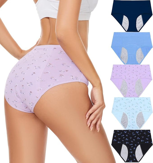 HATSURE Period Underwear for Women Leak Proof Cotton Overnight Menstrual Panties Briefs (Multipack)