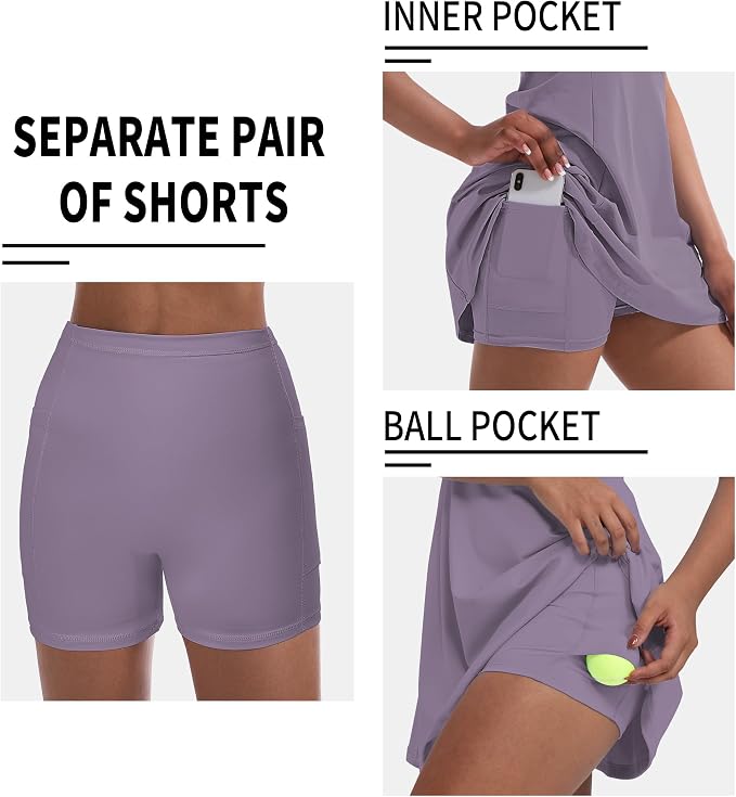 Tennis Dress for Women, Golf Dress with Shorts and Pockets Athletic Dress | Sleeveless Collared Half-Zipper Workout Sport Dress, Stretch Moisture Wicking Fabric, Tennis Golf Outfits