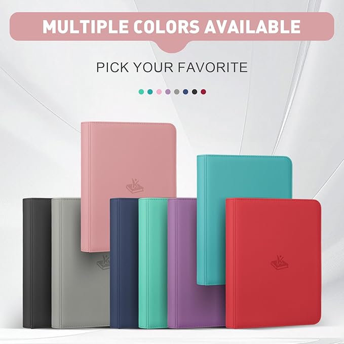 Trading Card Binder 9 Pocket, 360 Pockets Double-Sided Card Album, Premium PU Leather Zipper Card Holder for MTG, TCG, Sports & Game Cards, Must-Have for Collectors（Pink）