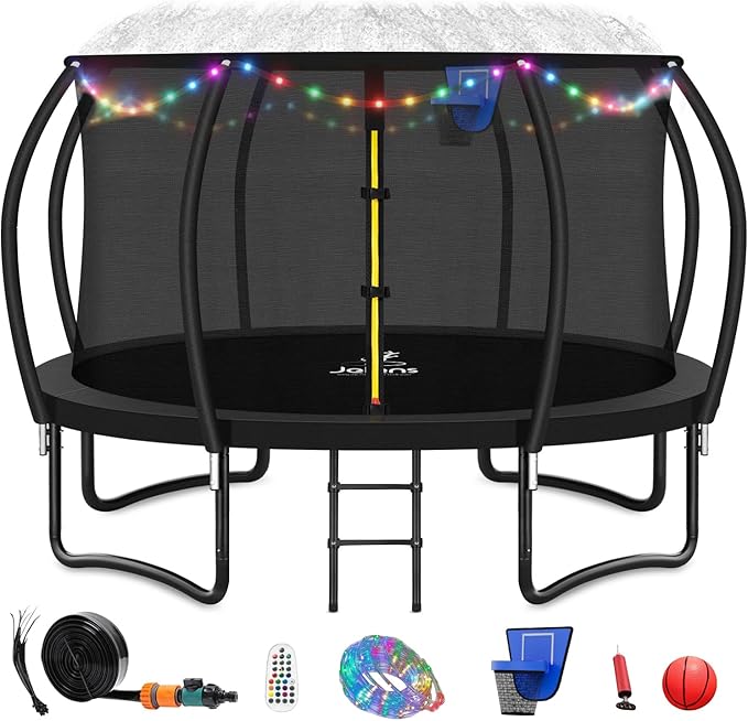 JELENS Trampoline 8FT 10FT 12FT 14FT 15FT 16FT, Recreational Trampolines with Enclosure Net, Outdoor Anti-Rust Trampolines for Kids and Adults, ASTM Approved