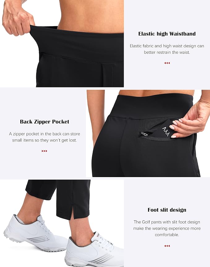 YYV Women's Golf Pants High Waist Stretch Ankle Pants with Pockets | Work Ankle Pants, Dress Pants with 4 Pockets, For Yoga Business Travel Casual