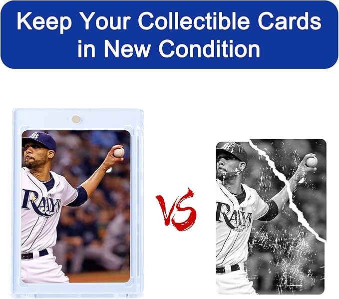 QTYORD 5 Pack 35PT Magnetic Card Holder for Trading Cards, One-Touch Card Case Holder for Baseball Football Sports MTG TCG Collectable Cards
