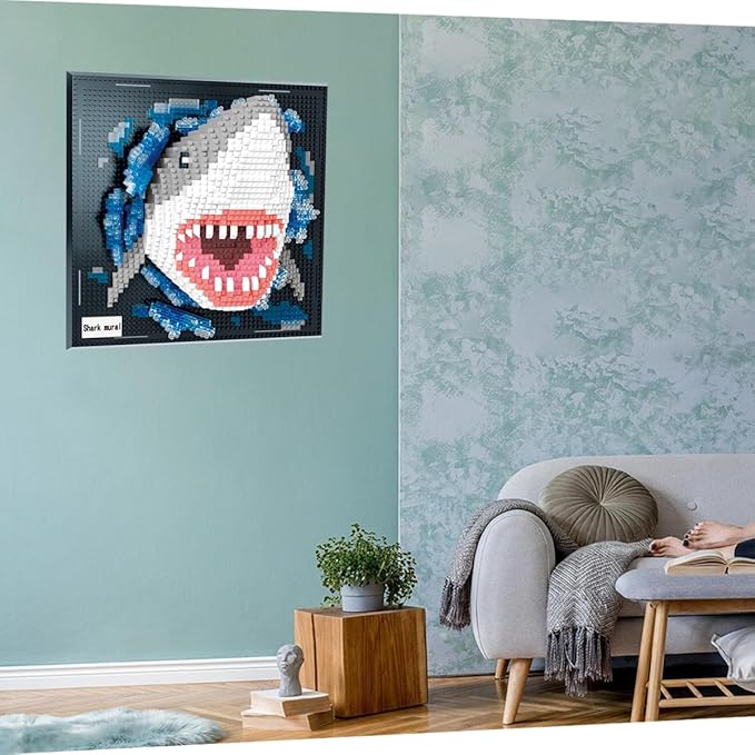 BDYDT Wall Art Shark Building Blocks Set; A Wall Decor Set for Adults Who Love Creative Hobbies(2166 Pieces) Toys Gifts for Kid and Adult
