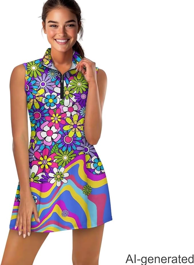 Golf Dress Tennis Dresses for Women with Built in Shorts and Pockets Sleeveless Athletic Dress Workout Dress