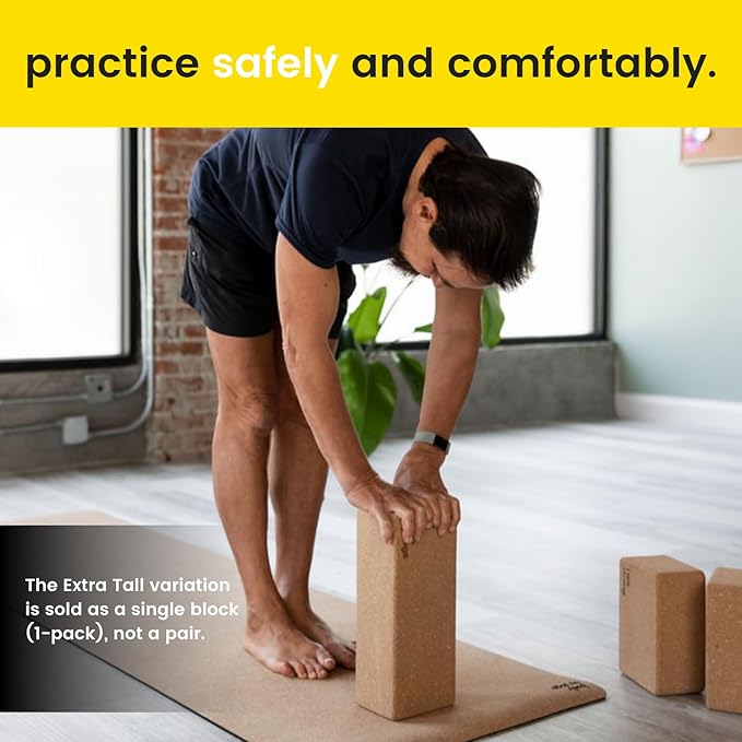Freedom Block – World’s Tallest Cork Yoga Block (14” x 6” x 4”) | Extra Large Yoga Block for Better Support, Balance & Flexibility | Raises the Floor for Safer, More Accessible Yoga | Body By Yoga