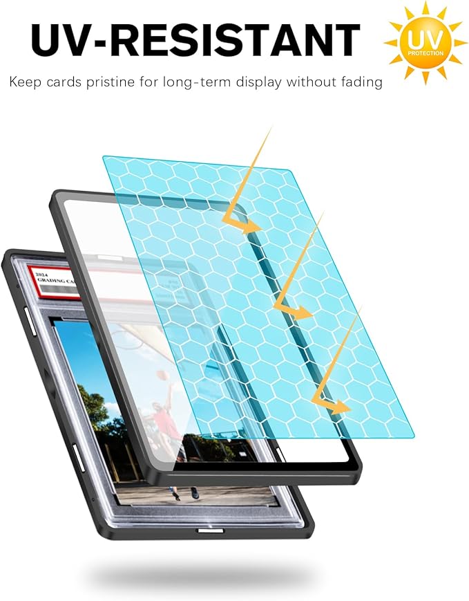 Magnetic Graded Card Slab Guard - Premium Aluminum Showcase for PSA Slab, Slab Guard with UV-Resistant Tempered Glass, Personalized Slab Bumper for Collectors, Black