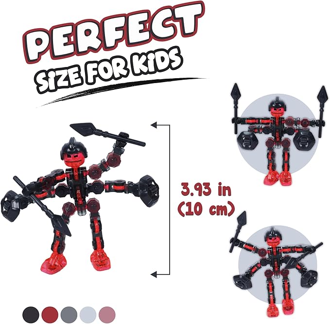 Zing Klikbot Galaxy Pack, Set of 3 Poseable Action Figures with Weapons, Includes 1 Hero (Ice), 1 Villain (Maze) and 1 Guardian (Scorpion), Stop Motion Animation Figure, Great for Kids Ages 6 and Up