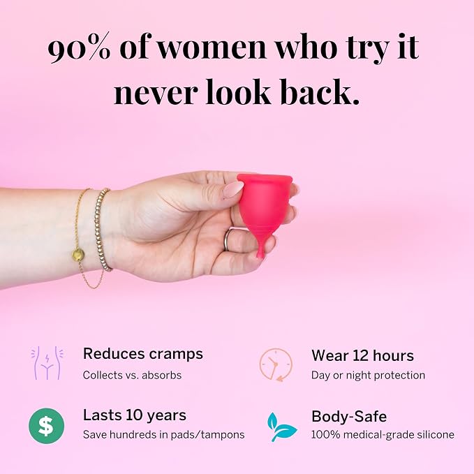 Pixie Soft Menstrual Cup - Ranked 1 for Most Comfortable Reusable Period Cup - Buy One We Give One - Includes Ebook Guide, Cleaning Wipes, Lube, & Storage Bag - Tampon and Pad Alternative