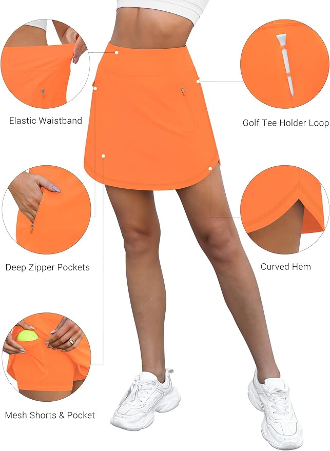 LouKeith Golf Skirts for Women Tennis Skirt with Zipper Pockets High Waisted Running Casual Athletic Skorts Built-in Shorts