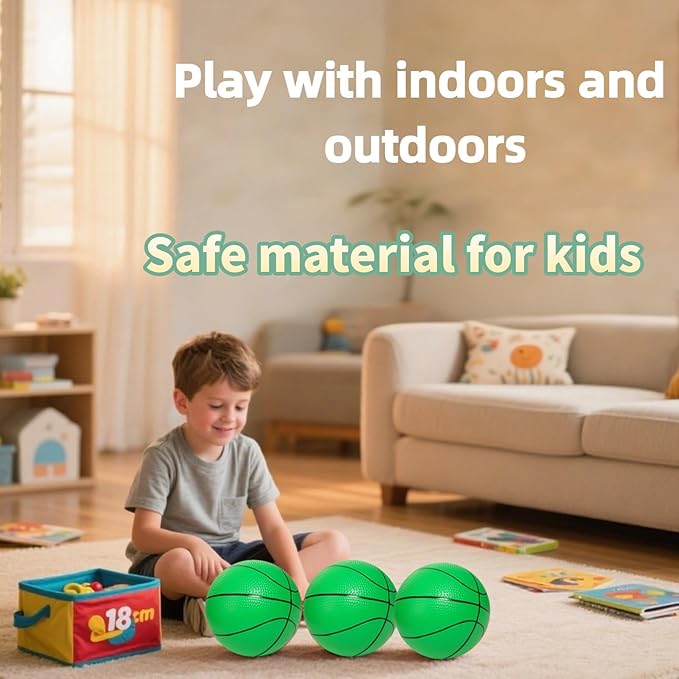 Mini Basketballs 3 Pack - 7inch Small Basketball Size 3 Set with Pump Needle - Ideal for Mini Hoop, Outdoor & Indoor Play - Kids Basketball Party Favors
