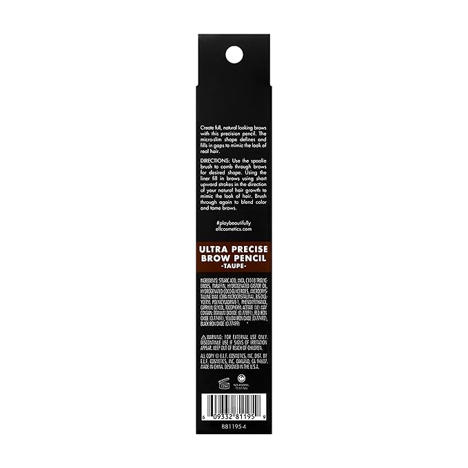 e.l.f. Ultra Precise Brow Pencil, Creamy, Micro-Slim, Precise, Defines, Creates Full, Natural-Looking Brows, Tames and Combs Brow Hair, Taupe, 0.0017 Oz