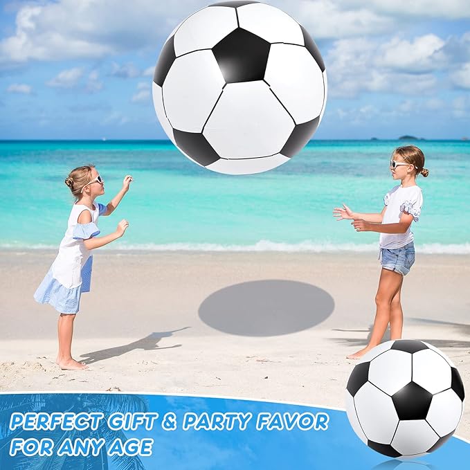 Lewtemi 4 Pcs Inflatable Beach Soccer Ball for Kids 27" Giant Inflatable Football Large Sport Balls for Kids Outdoor Activity Game Pool Toys Decoration Party Favor