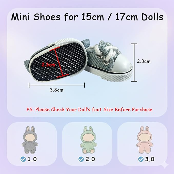 3pcs Doll Accessories Set for 17cm Doll Included Headphones, Canvas Shoes and Mini Gradient-Lens Glasses, Trendy Dress Up Accessories for 6.7 Inches 1st/2nd/3rd Gen Figures (Headphone Set - Blue)