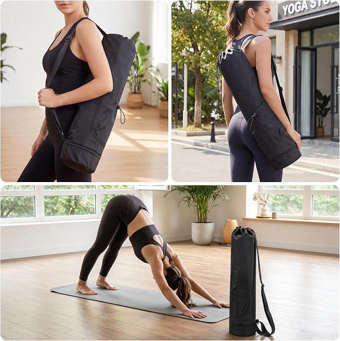 Yoga Mat Bag Compatible with Gaiam, Large Capacity Yoga Mat Carrier with Adjustable Strap, Water Bottle Pocket & Bottom Wet Pocket, Functional Yoga Mat Holder for Women and Men