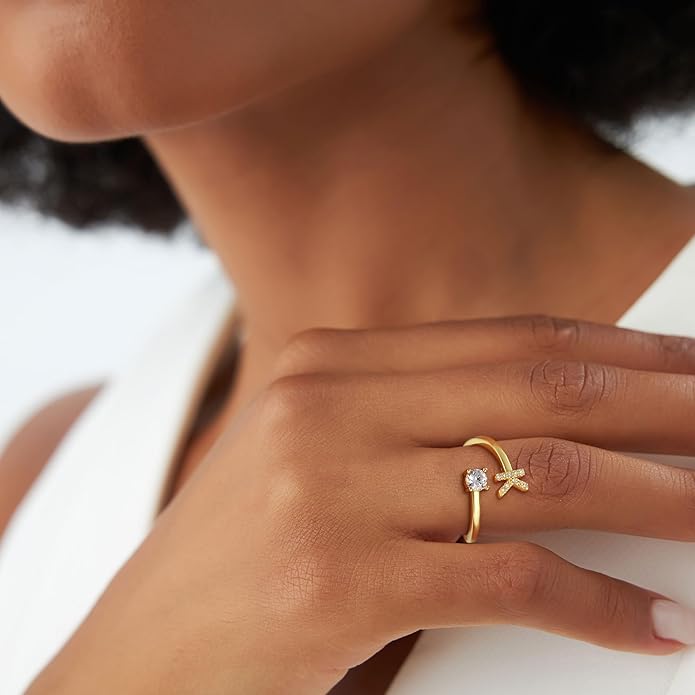 Eaciy Valentines Day Gifts for Kids Teen Girls - Initial Rings, Dainty 14K Gold Plated Adjustable Letter Rings Teen Girls Gift Trendy Stuff Non Tarnish Ring Birthday Valentines Day Gifts Jewelry