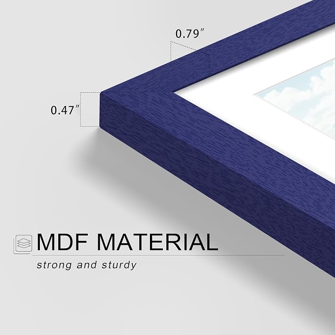 Picrit 5x7 Picture Frame Set of 12, Display 4x6 with Mat or 5x7 without Mat, Photo Frames for Wall Mounting or Table Top Display, Navy Blue