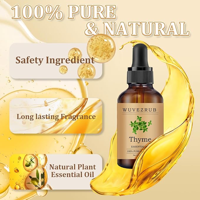 Thyme Essential Oil 60ML - 100% Pure and Natural Oils for Aromatherapy Diffuser - 2 Fl Oz/Thyme
