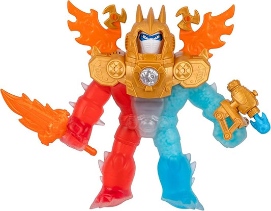 Heroes of Goo Jit Zu Goo-Tron Supreme Combines The Power of Blazagon, Pantaro & Thrash in 1 Ultimate Hero, with 3 Different Goo Fillings, 35+ Phrases & Lights, Face Swap & Triple Attack Feature