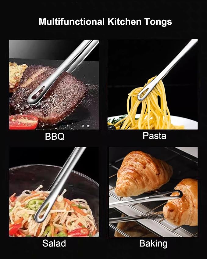 2 Pcs 11 Inches Korean BBQ Tongs Stainless Steel Grill Tongs Cooking Tweezers Japanese Barbecue Tong for Kitchen Cooking Salads Pasta Buffet Food Serving