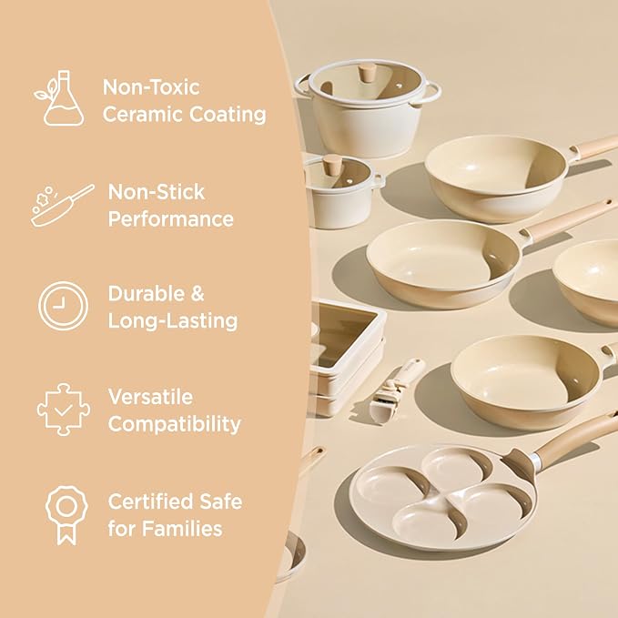 [TRUECOOK OFFICIAL] Induction Non-Stick Eco Ceramic Beige Wok Pan 28cm