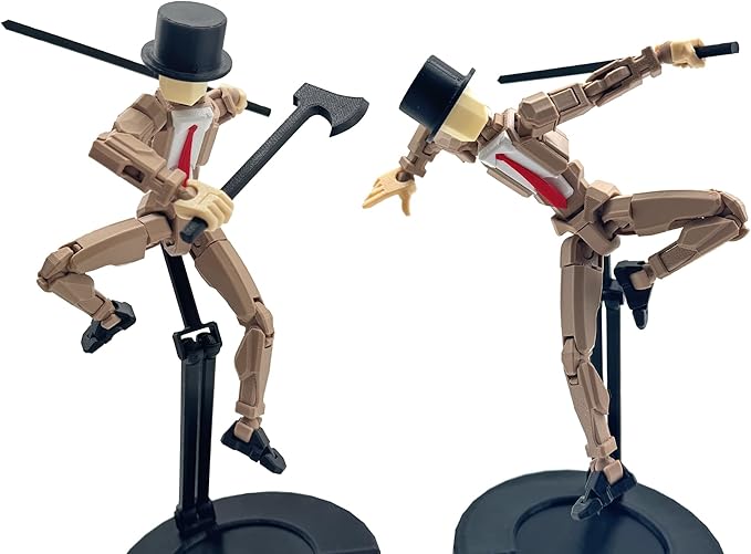 3D Printed 8.13-inch Action Figure Dummy-Mici20, Full Body Mechanical Movable Toy, Multiple Accessories, Desk Decoration (3 HandsType, Bracket, Weapons, Armour) (Apricot)