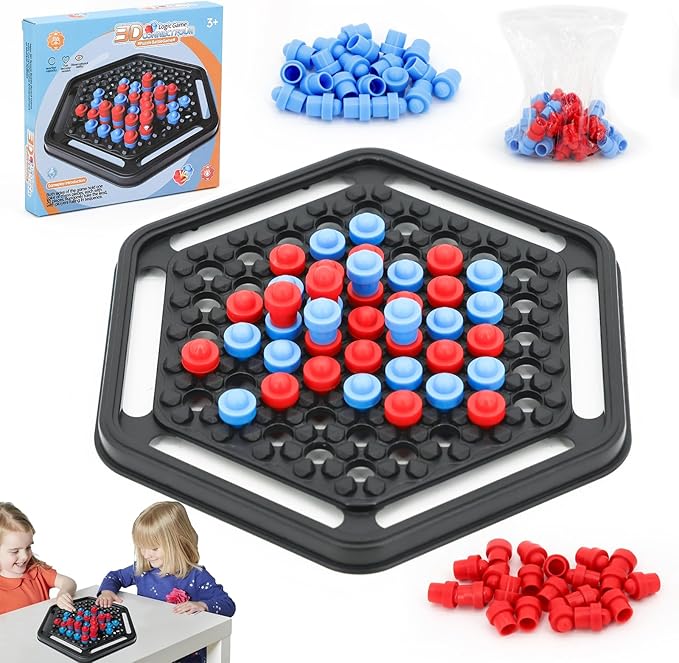 Board Games for Kids 8-12, Connect 3D Four in A Row Game, 2 Players Strategy Fun Family Chess Board Games for Adults, Road Trip, Party Game Night, Parent-Child Bonding, Birthday Gift