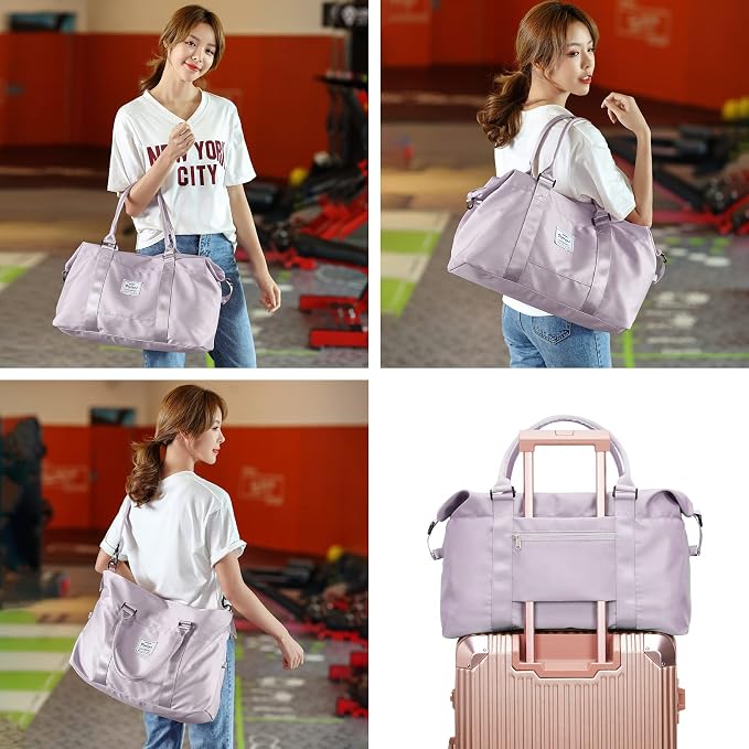 Travel Duffel Bag, Carry On Overnight Weekender Bags for Women | Travel Bag with Wet Pocket & Trolley Sleeve, For Spirit Airlines 18x14x8 Personal Item Bag