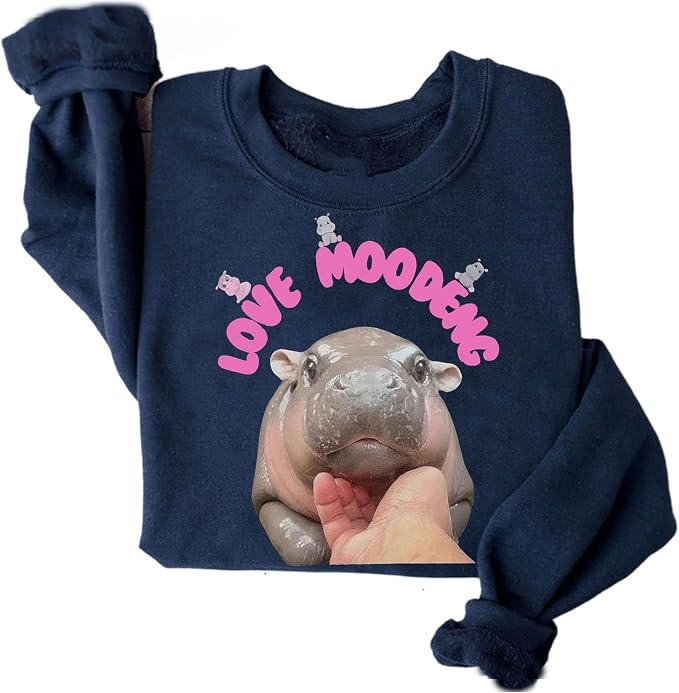 YOUNG GREEN Moo Deng Cute Sweatshirt Moo Deng Bouncy Pig T-Shirt The Cute Baby Hippo Sweatshirt Gift For Womens