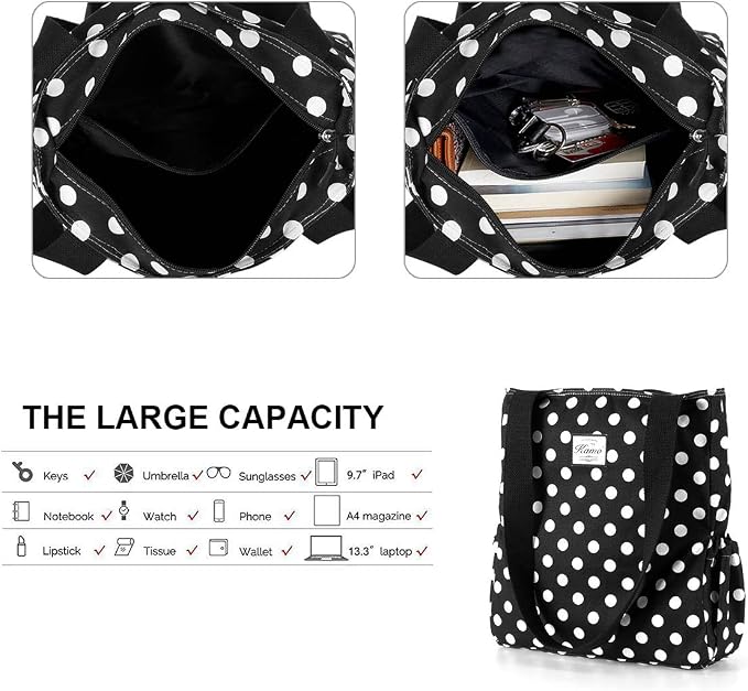 KAMO Floral Tote Bag - Waterproof Lightweight Handbags Travel Shoulder Bag for Hiking Yoga Gym Swimming Travel Beach