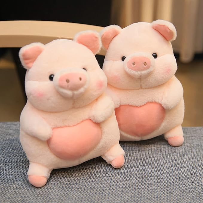 Plush Pig Stuffed Animals Soft Toys Holding Love Heart Dolls Gifts for Girls Girlfriend Lover Pink 8 Inches