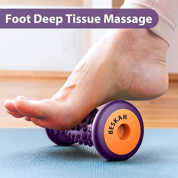 BESKAR Foot Massage Roller for Relief Plantar Fasciitis, Foot Reflexology Tool Pressure Point Massage Roller, Deep Tissue Massage for Relieving Feet Arch Heel Pain, Myofascial Pain Syndrome