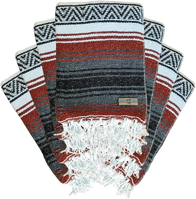 Open Road Goods Bulk Falsa Blankets - Handwoven Authentic Mexican Falsa - Great for Weddings, Yoga, Beach, Picnics, or Mexican Throw! (Rust, 7 Pack)