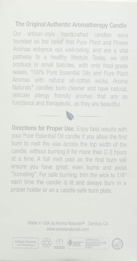 Aroma Naturals Essential Oil Tranquility Pillar Candle, 2.5" x 4", Lavender, 11 Ounce (Pack of 12)