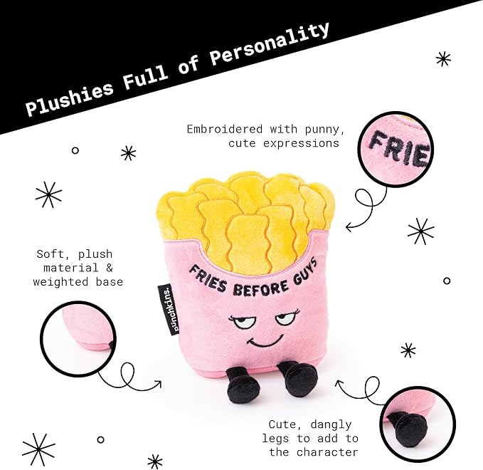 French Fry Plushie - Exercise? You Mean Extra Fries Sassy French Fry Plush, Cute & Funny Plush Toy for Gifting