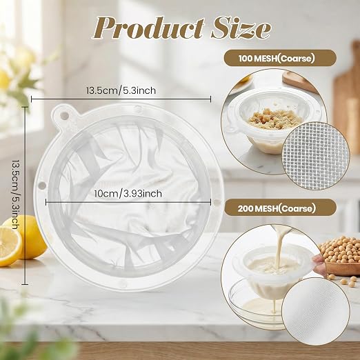 4 Pack Food-Grade Plastic Strainers, Filter Juice for Soybean Milk, Tea, Coffee, Honey Juices Wine and Liquid Transfer
