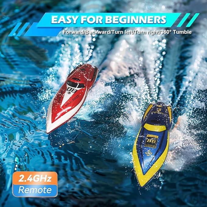 Mini Remote Control Boat RC Boat 2.4Ghz 360 Rotating bulit-in Rechargeable Battery Swimming Pool Toys Remote Control Boats for Kids 8-12 Years Birthday Gift Red