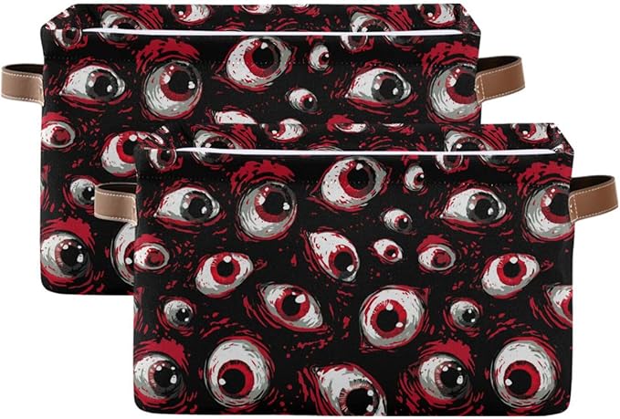 Aslsiy Storage Basket Red Eyes Halloween Nursery Bins Baby Box Canvas Clothes Shelf Basket Laundry Hampers 1 Pcs